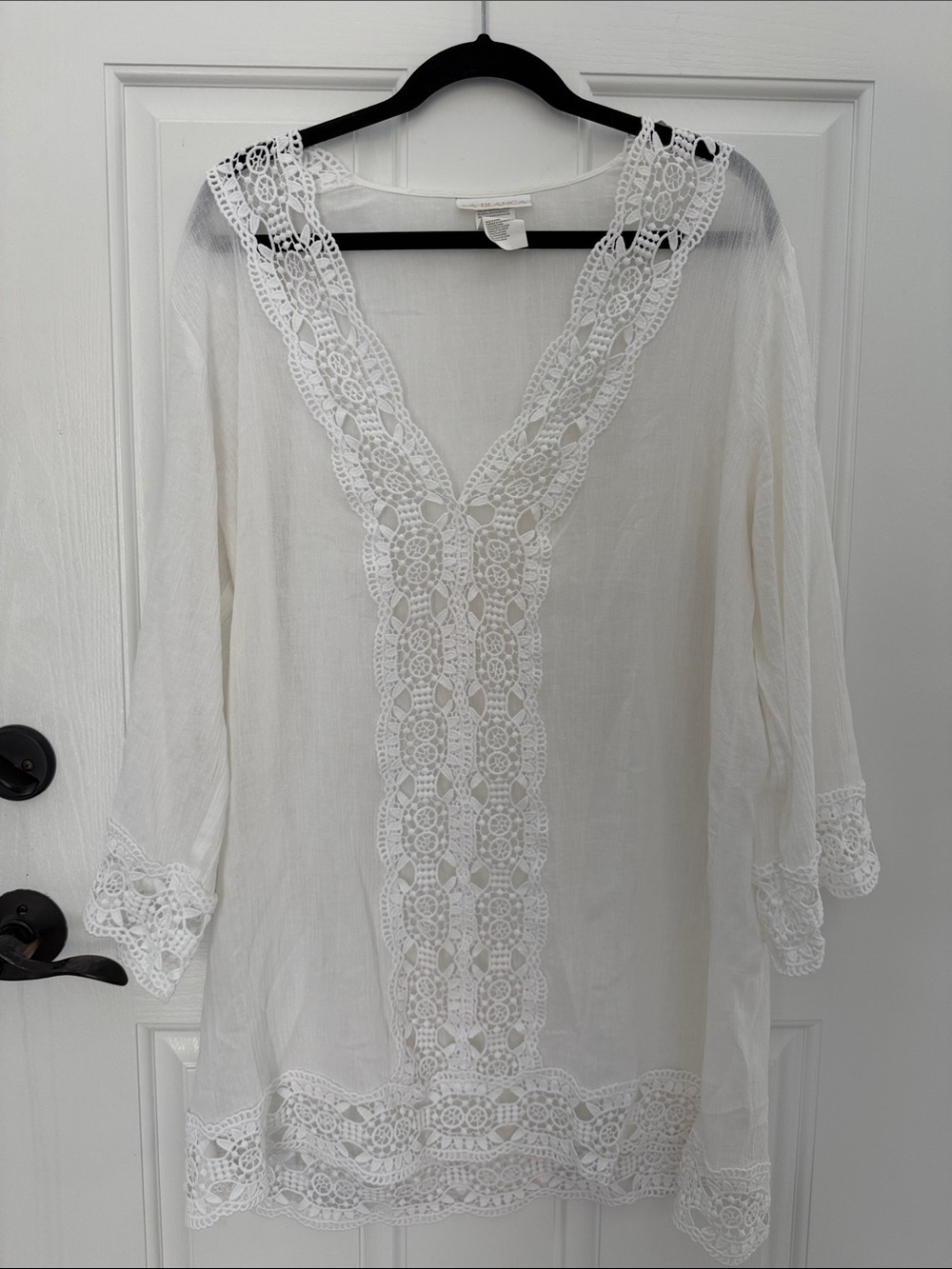La Blanca Swim CoverUp White Lace-Trim